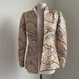 Zebra Metallic Jacket Womens Sz Small Gold Black Silver Custom Made Holiday